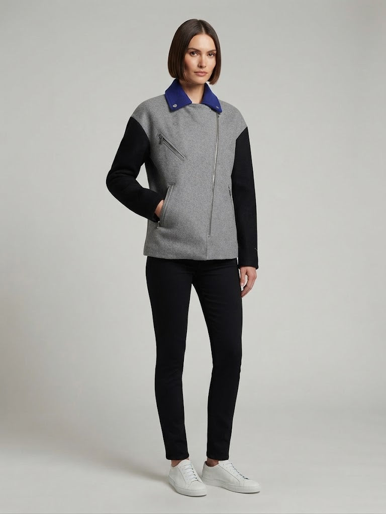 Chaqueta Lana Selected Gris Claro Jaspeado Mujer 9539