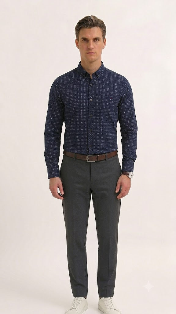 Camisa  Selected Azul Marino Hombre 7576