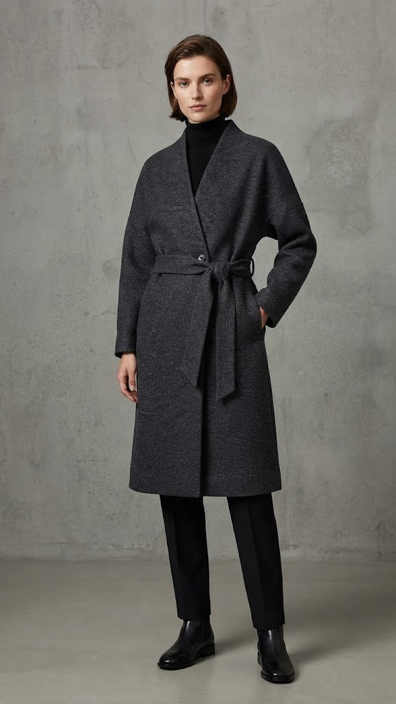 Abrigo Lana Gris Marengo Jaspeado Selected Mujer 0320
