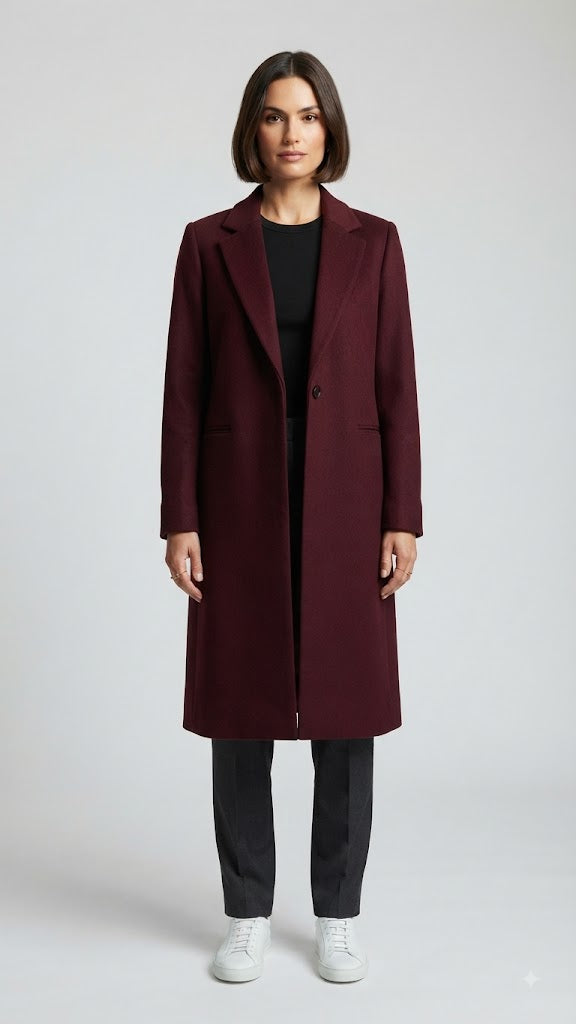 Abrigo Vino Tinto Only Mujer 3742