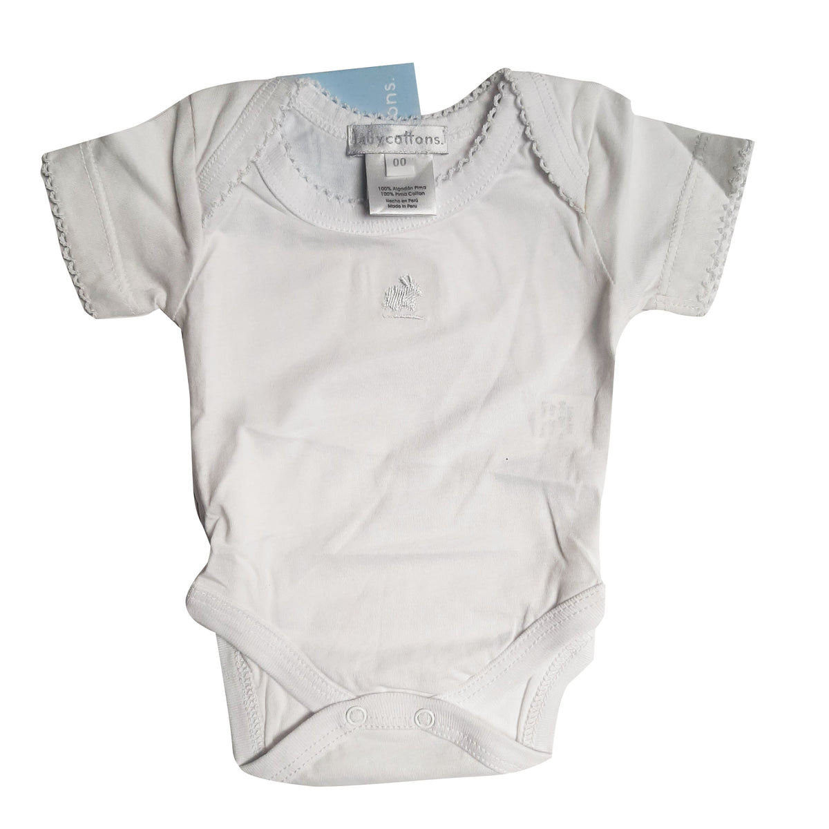 Body  Babycottons MC Logo Manga Americana Blanco