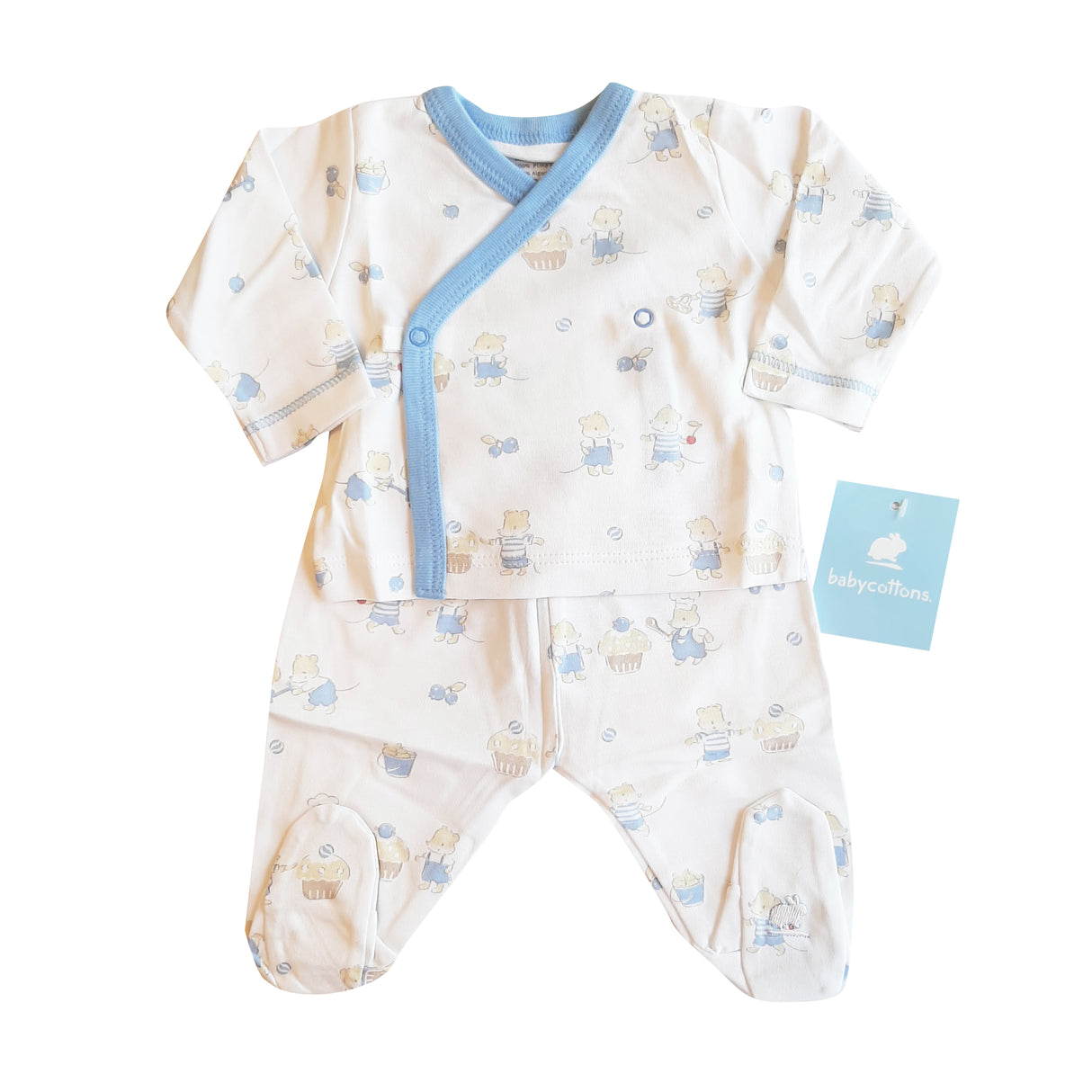 Set Babycottons Lets Bake Sleep Batita y ranita C/Pie Blanco Azulino