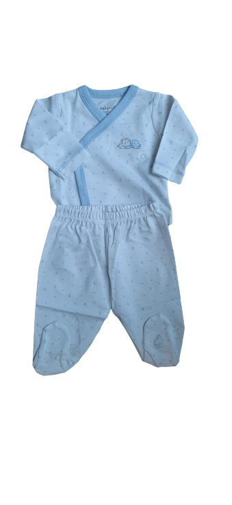 Set Babycottons Sweet Dreams  Compose Batita y Ranita C/pie Bco- Celeste