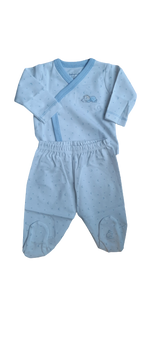 Set Babycottons Sweet Dreams  Compose Batita y Ranita C/pie Bco- Celeste