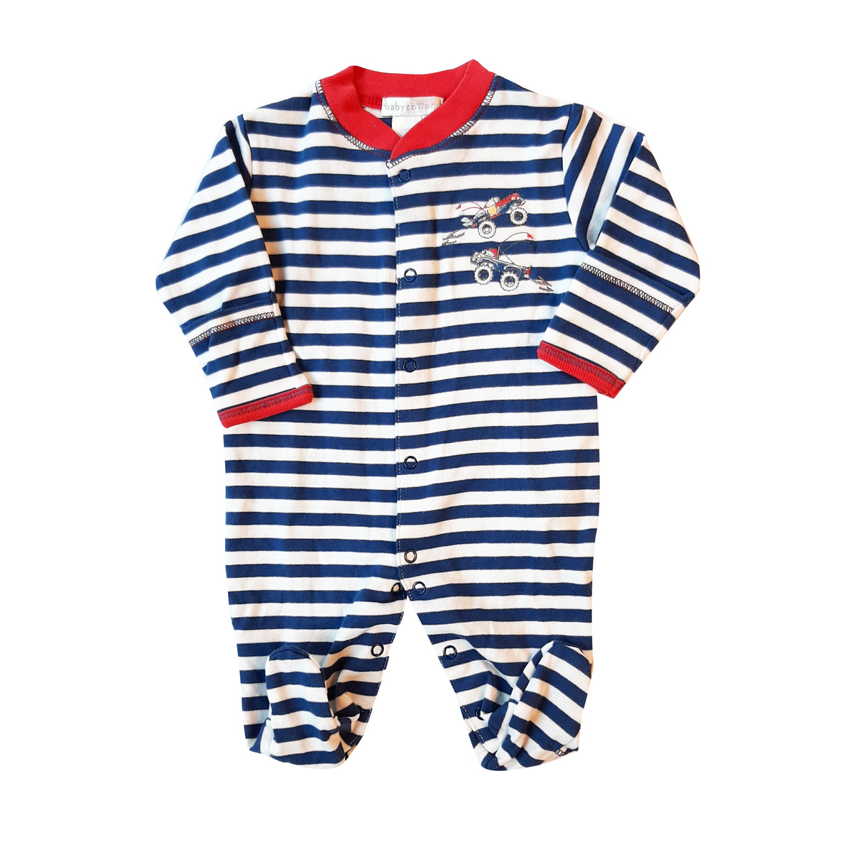 Enterito Babycottons Footie Monster Cars Ray Rojo Azul