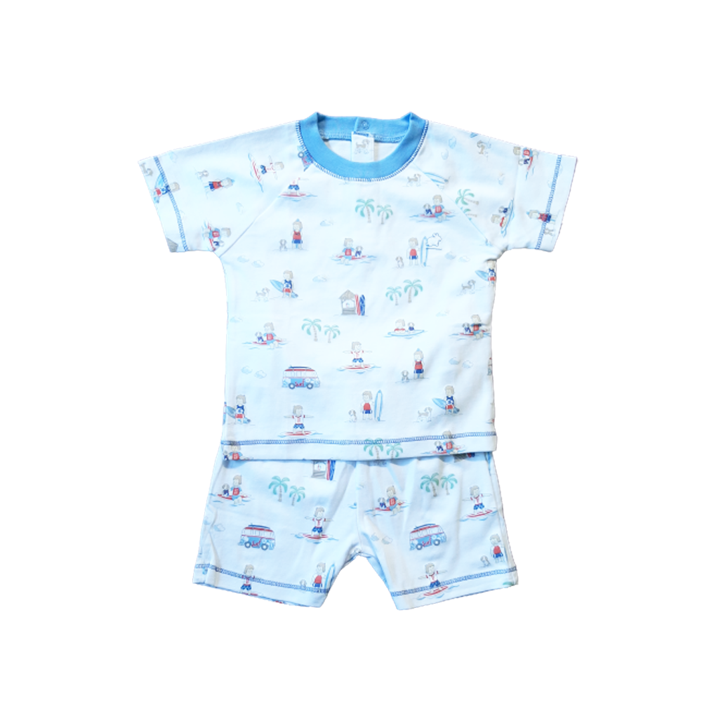 Set Babycottons Hawall MC Bco/Azul