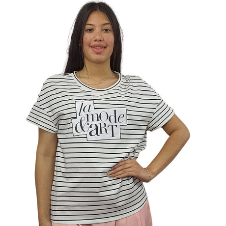 Polera Vero Moda Blanco y Negro  Style JULIE S/S TOP(TP)