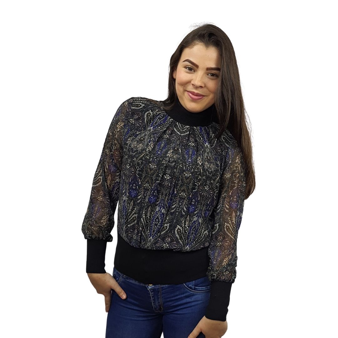 Blusa Vero Moda Negro Style ROSTOV L/S TOP(RN)