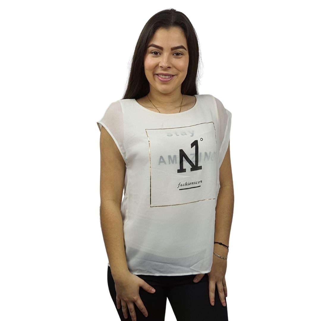 Blusa Vero Moda Blanco Style LUCIA LETTER S/S TOP(NE-EC-2)