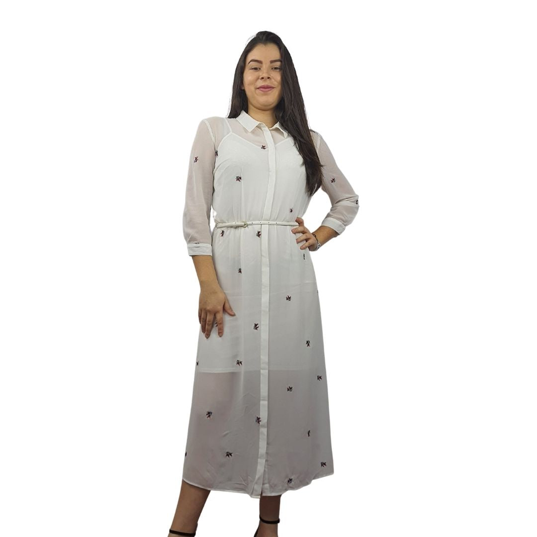 Vestido Vero Moda Blanco Style LUCIUS 3/4 LONG SHIRT SET(HH)