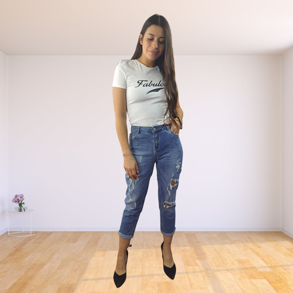 Jeans Vero Moda Azul  Claro Style TAMMY 9/10 BOYFRIEND JEANS(BN-CT-2)