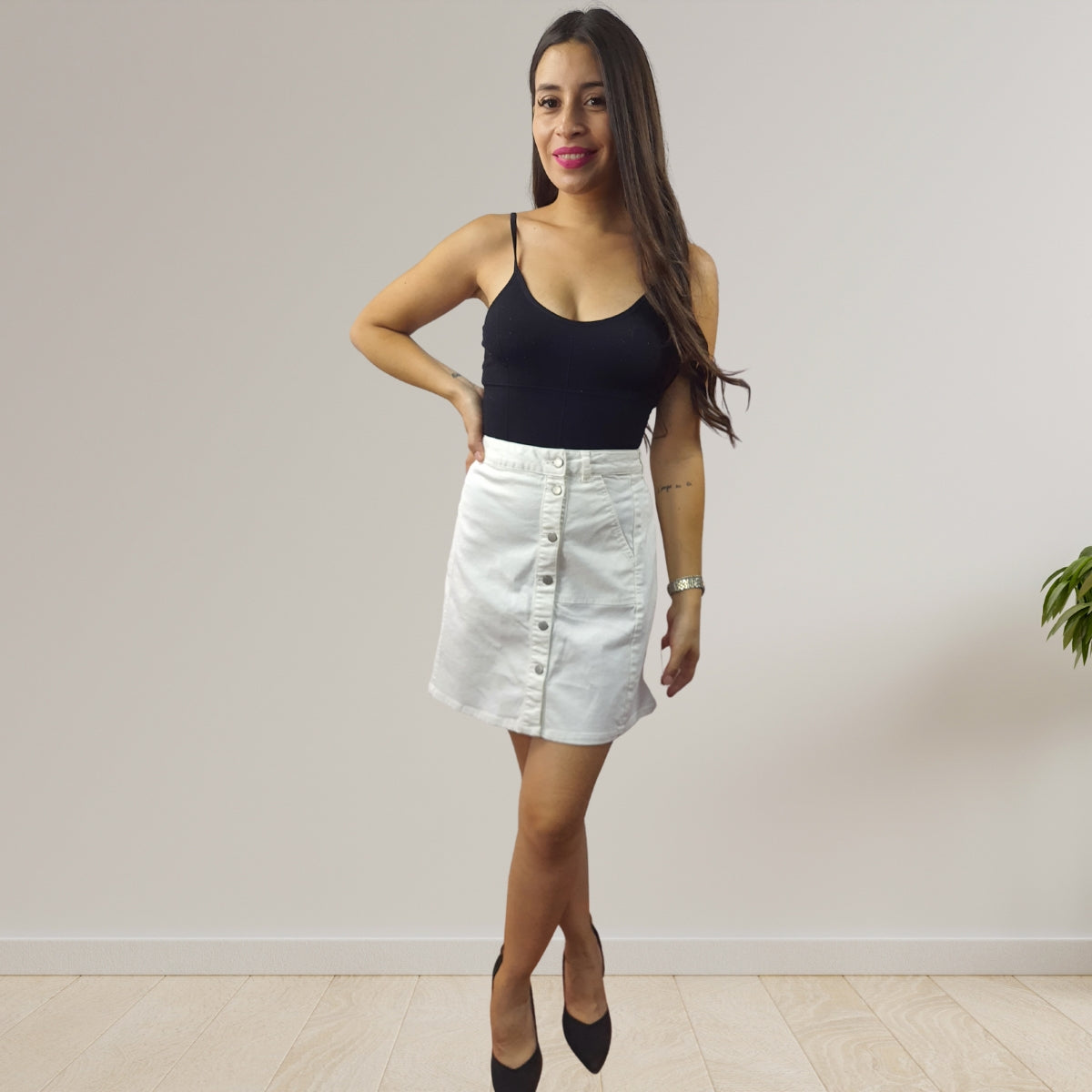 Falda Vero Moda Blanco Style PEA HW DENIM SKIRT(NE-EC-2)