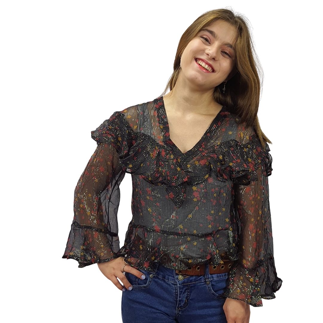 Blusa Rapsodia Lion Stars Negro