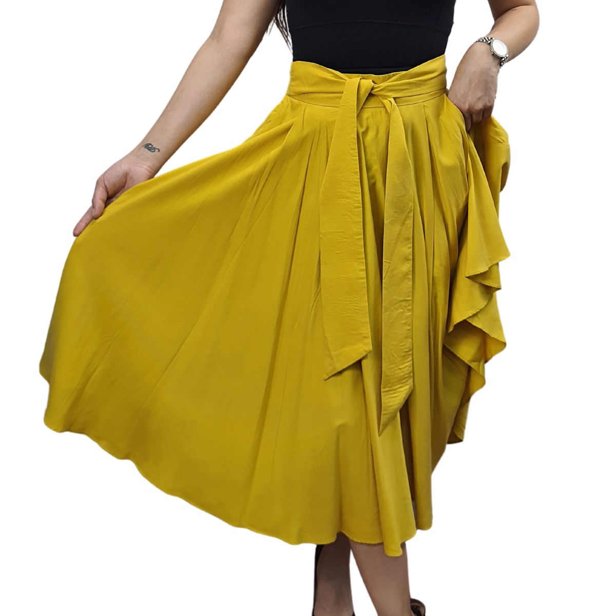Falda Vero Moda Amarilla Style HATCH LONG SKIRT(VMC-BJ)