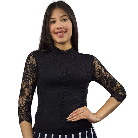Top Vero Moda Negro Style CRYSTAL 3/4 JERSEY TOP(VMC-NN)