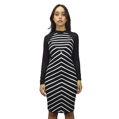 Vestido Vero Moda Negro y Blanco Style RUBY L/S KNIT DRESS(PM-ET-2)