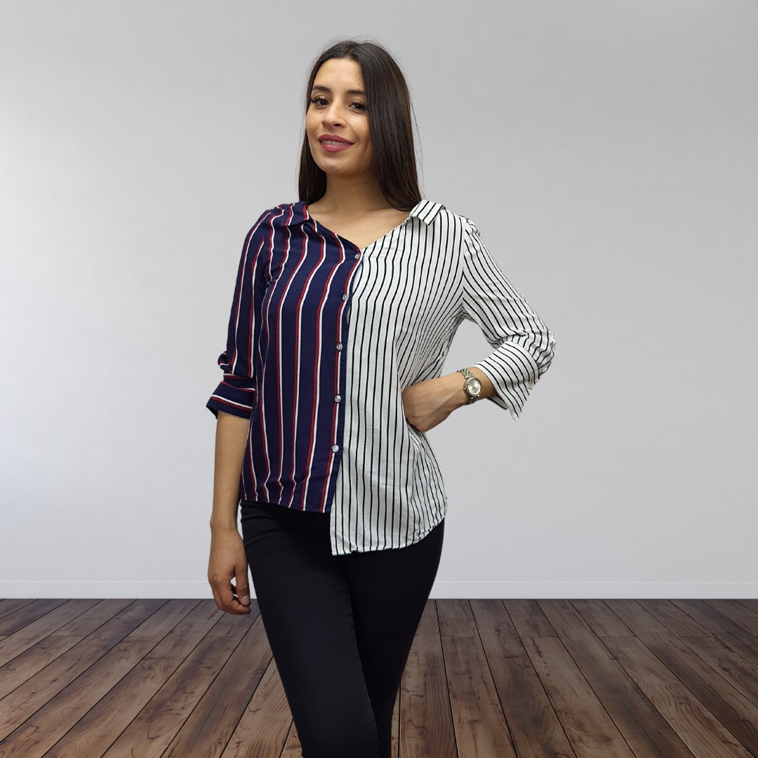 Blusa Vero Moda Azul Style NIPPY STRIPE 3/4 SHIRT(LL)