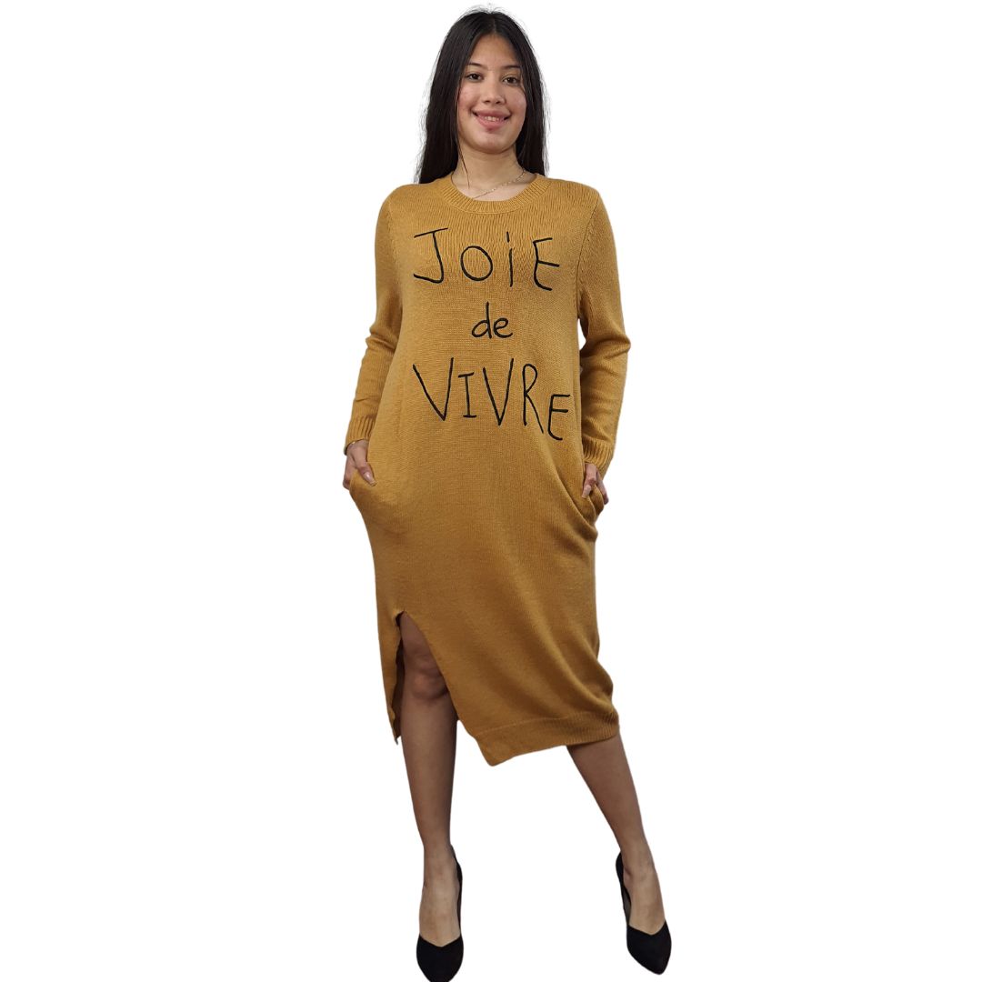 Vestido Vero Moda Marron Claro Style LAZY L/S KNIT DRESS(MW-EC-2)