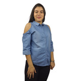 Camisa Vero Moda Azul Style CALCULATE 1/2 SLEEVE DENIM SHIRT(NN)