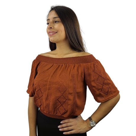 Top  Vero Moda Marrón   Style VICKY 1/2 WOVEN TOP(HH)