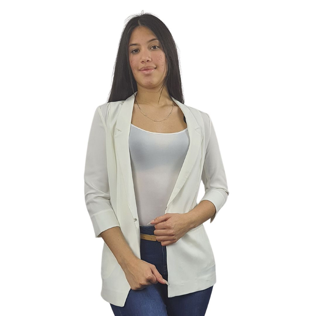 Blazer Vero Moda Blanco Style IRMA 3/4 BLAZER(VMC-HH)