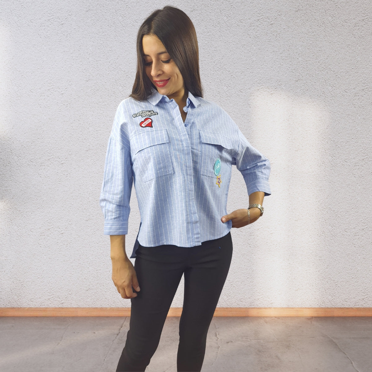 Blusa Vero Moda Azul Claro Style ENGLAND 3/4 DENIM SHIRT(SD)