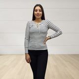 Polera Vero Moda Blanco Style AMMI STRIPE L/S TOP(EL)