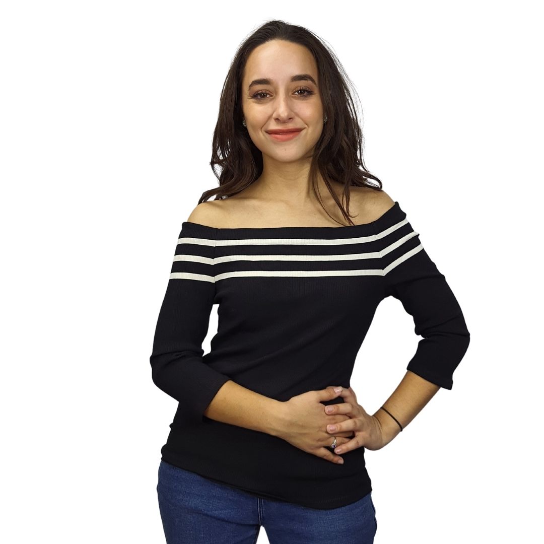 Top Vero  moda Negro  Style NESSA 3/4 TOP(TP)