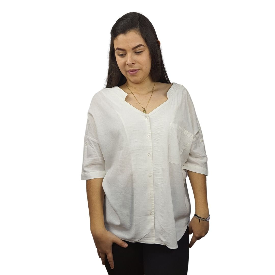 Blusa Veromoda Blanco Style UEMURA 1/2 SHIRT(MP)