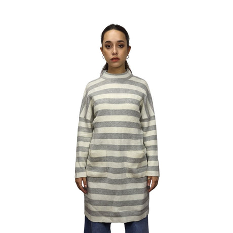 Vestido Vero Moda Blanco y Gris  Style KATE 7/8 KNIT DRESS(PM-EC-2)