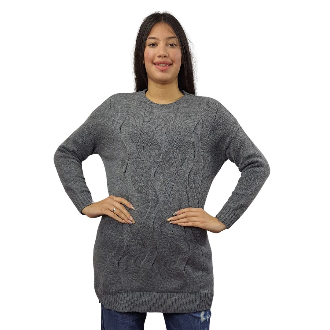 Sweater Vero Moda Gris Style SELENA L/S LONG KNIT(BN-EC-2)