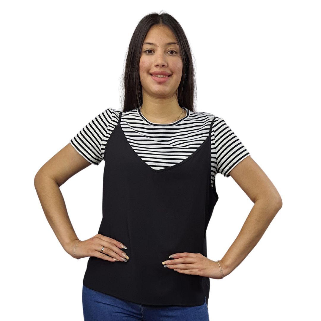 Polera Vero Moda Negro Style KYLE S/S TOP SET(TP)