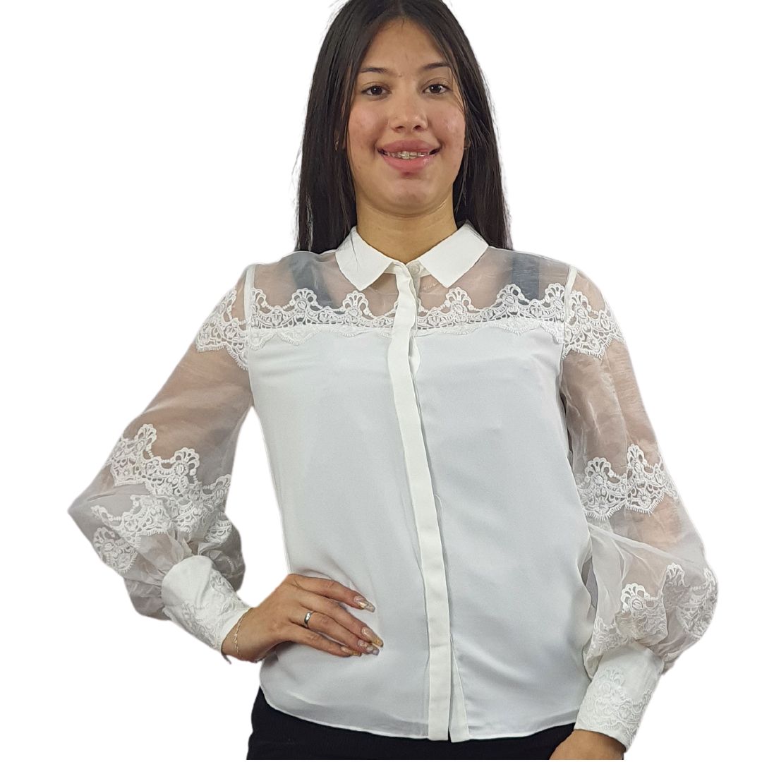 Blusa Vero Moda Blanco Style BELLA L/S SHIRT(VMC-DR)