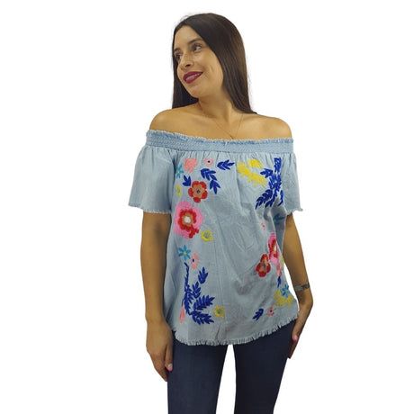 Blusa  Vero Moda Azul  Style PRANK SS DENIM TOP(NN)