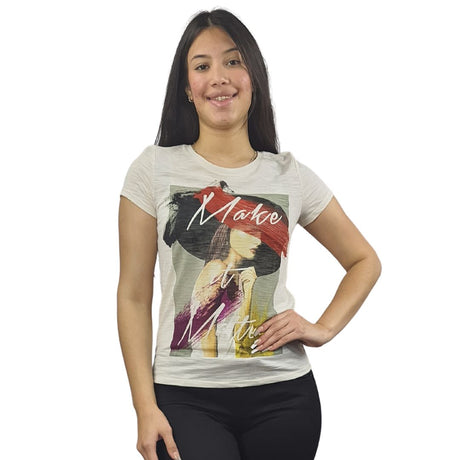 Polera Vero Moda Beige Style PAINT H S/S TOP(EL)