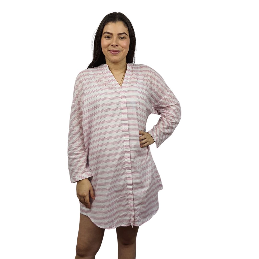 Bata de Pijama Vero Moda Rosado Style WINNI L/S LONG SHIRT(HOMEWEAR)