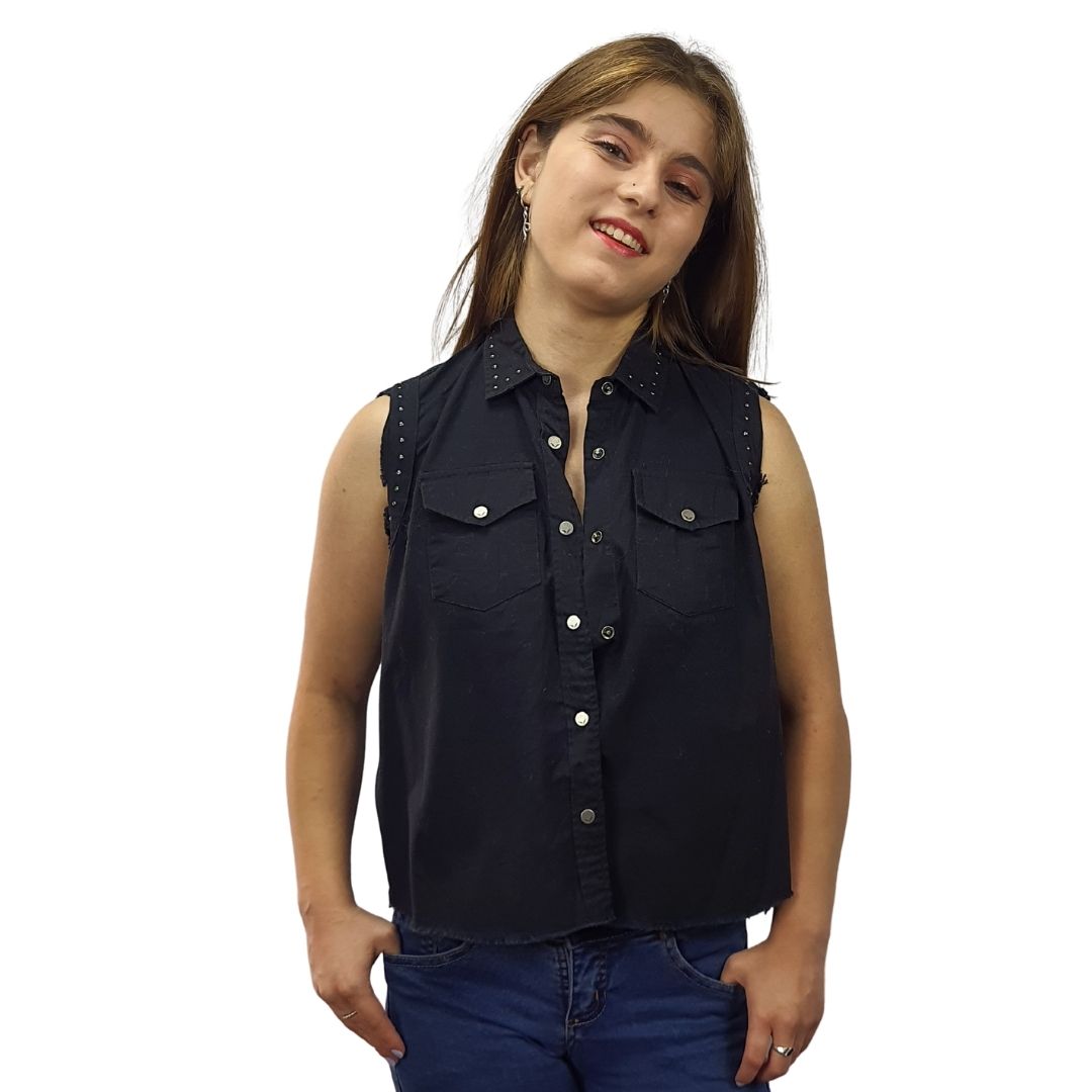 Blusa Rapsodia Sofia Denim Negro