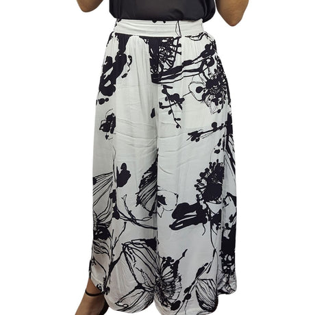 Pantalon Vero Moda Blanco y Negro Style PAINTY 7/8 WIDE PANTS(VMC-NE-EC-3)