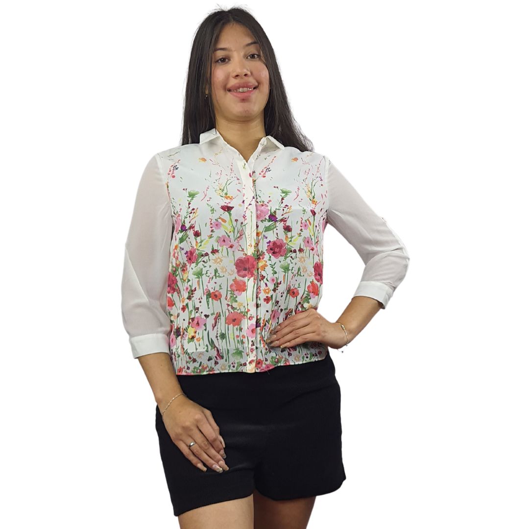 Blusa Vero Moda Blanco Style BOBO FLOV 3/4 SHIRT(VMC-NR)