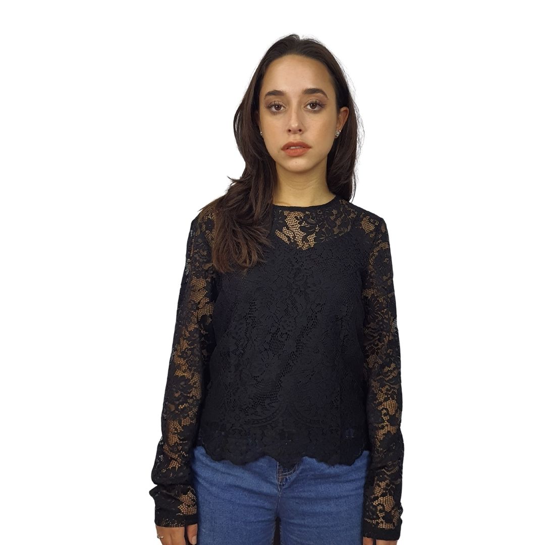 Blusa Vero Moda Negro  Style GRASS L/S TOP(VMC-BN-ET-2)