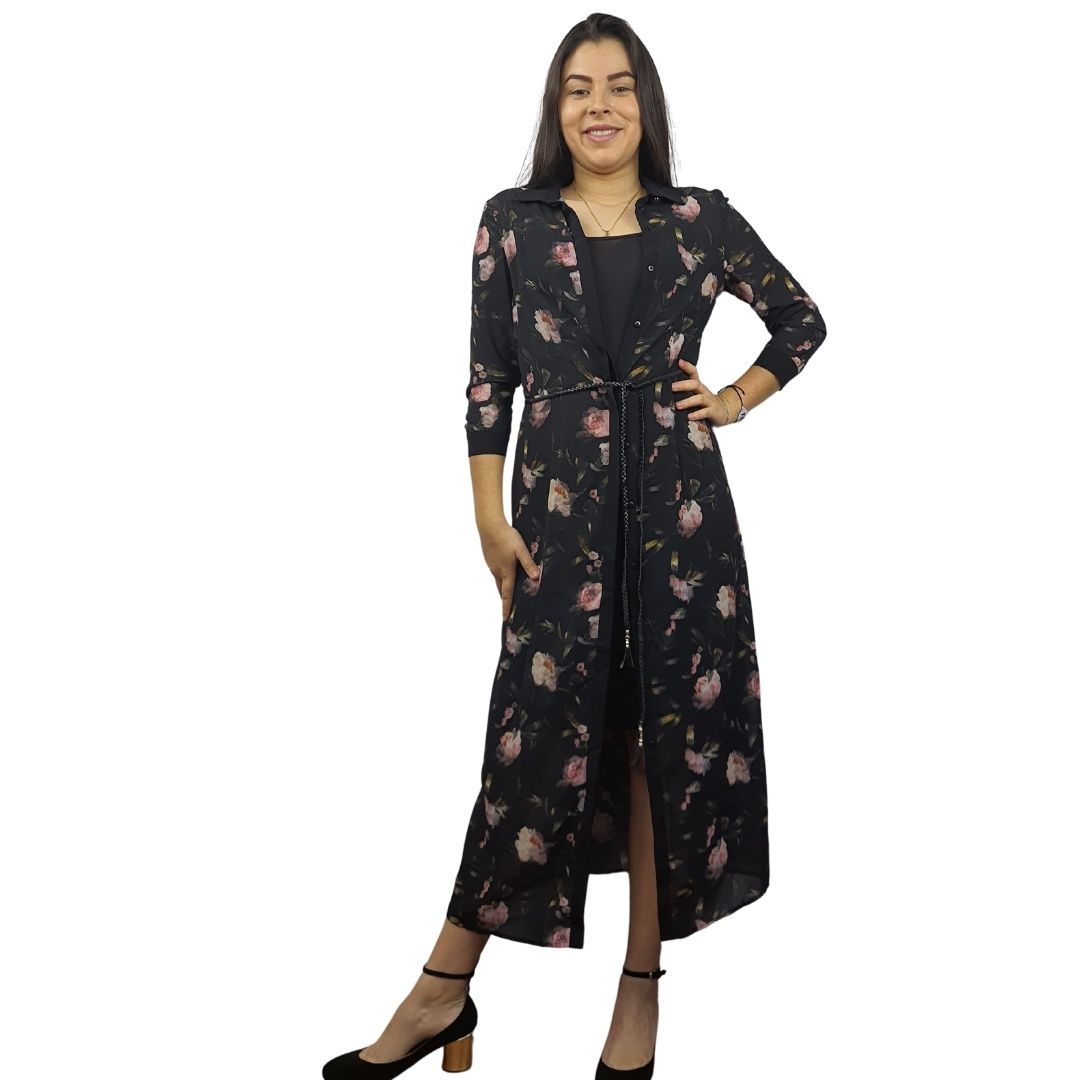 Vestido Vero Moda Negro Style SUZY 3/4 LONG SHIRT SET(RN)