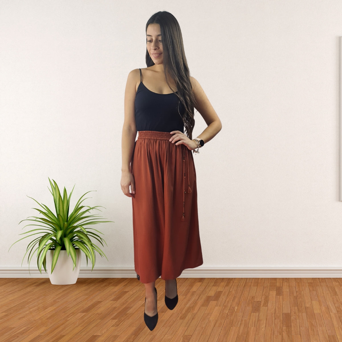 Pescador Vero Moda Marron Style JULY SOFT 7/8 WIDE PANTS(HH)