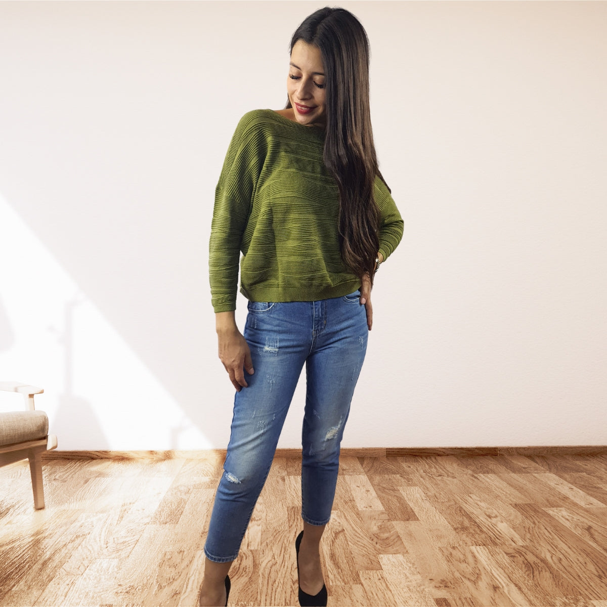 Sweater Vero Moda Verde Style MISS 7/8 KNIT(PM-EC-1)