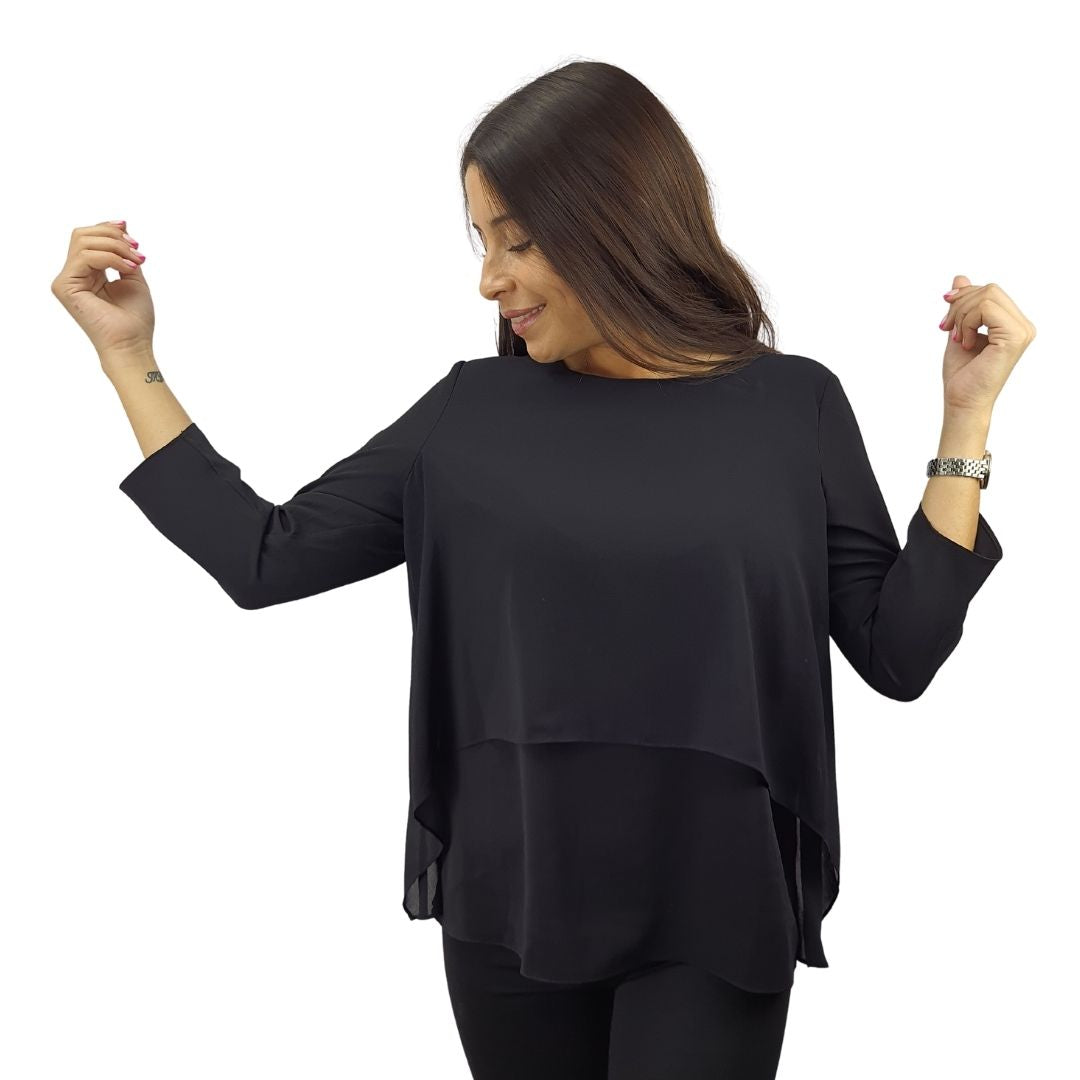 Blusa Vero moda Negro  Style LANCE 3/4 WOVEN TOP(VMC-RN)