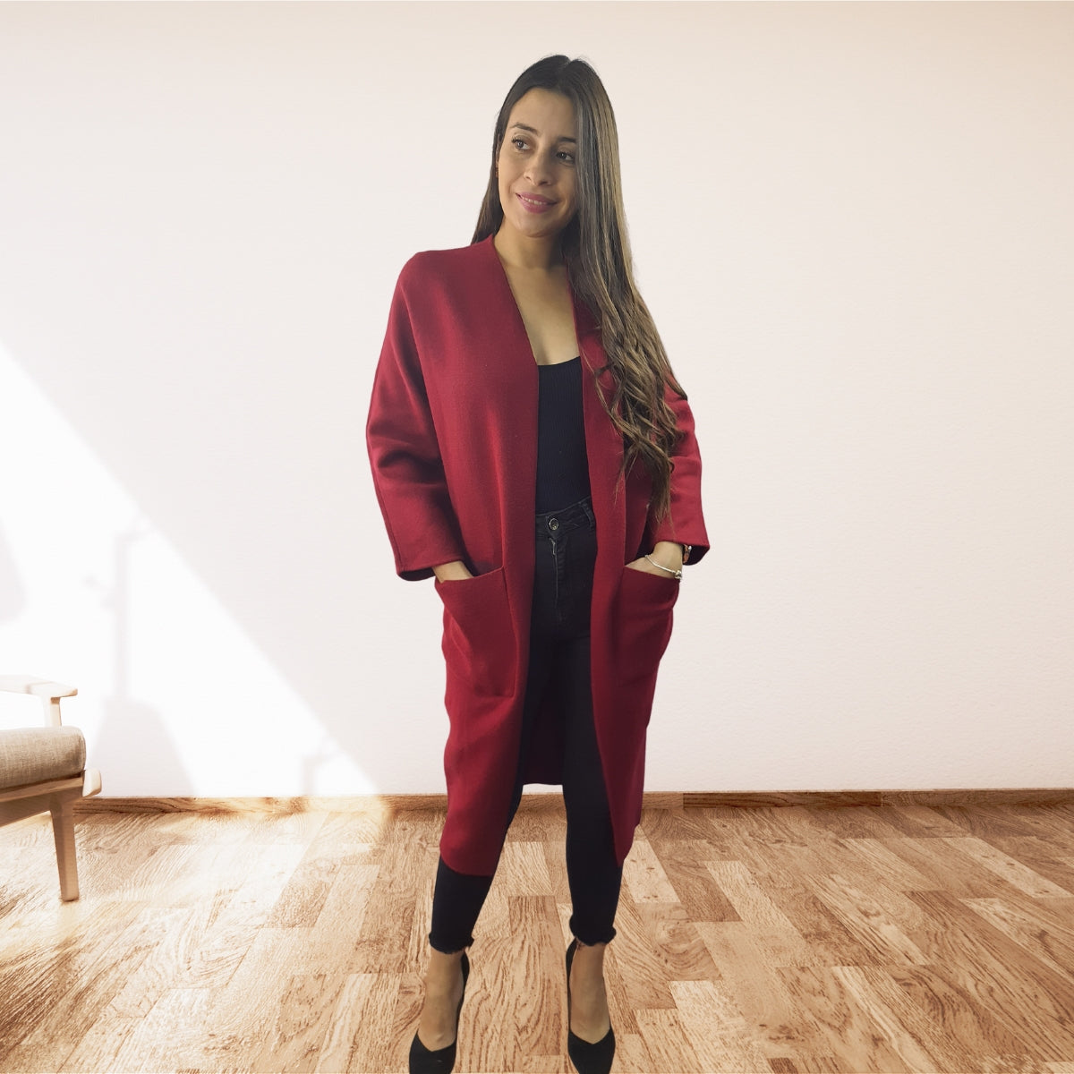 Tapado Vero Moda Burdeo Style MIMAMO 9/10 KNIT CARDIGAN(VMC-NL)
