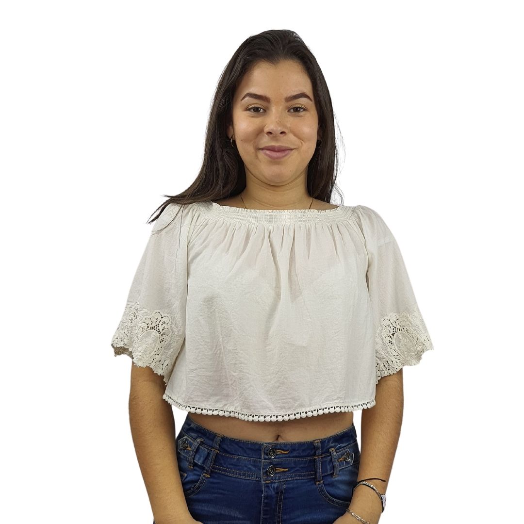 Blusa Veromoda Blanco  Style PERI 1/2 TOP(TP-EC-2)