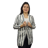 Blazer Vero Moda Blanco y Gris  Style LULU 3/4 BLAZER(VMC-PM-EC-3)