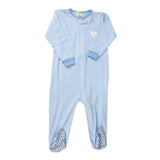 Pijama Babycottons Footie Zipper Rib Ray Bco Celeste