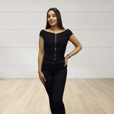 Top Vero Moda Negro Style FONDA FITTED S/S TOP(CR)