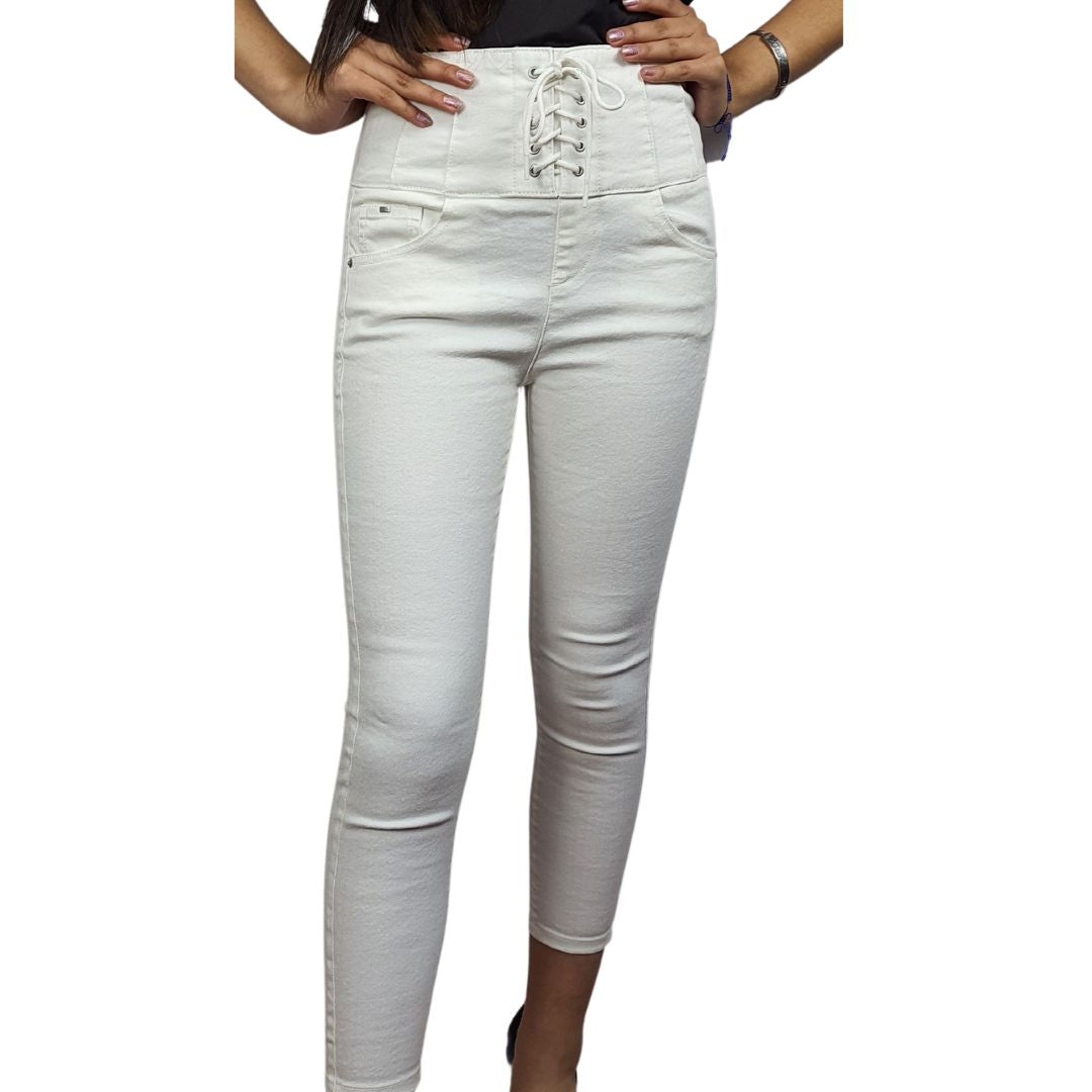 Jeans Vero Moda Blanco Style SHEPHERD CURTAIN 7/8 HW X-SLIM JEANS(FL)